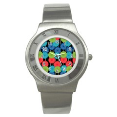 Vibrant Retro Pattern Stainless Steel Watch by DanaeStudio