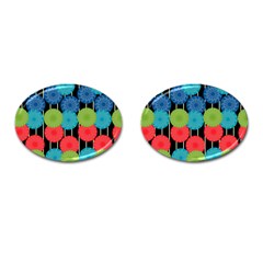 Vibrant Retro Pattern Cufflinks (oval) by DanaeStudio