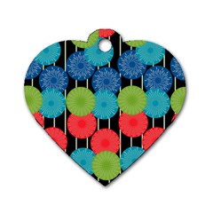 Vibrant Retro Pattern Dog Tag Heart (two Sides) by DanaeStudio