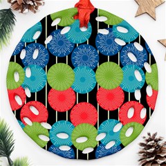 Vibrant Retro Pattern Ornament (round Filigree) 