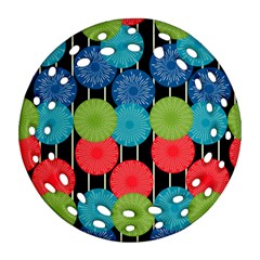 Vibrant Retro Pattern Round Filigree Ornament (2side)