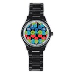 Vibrant Retro Pattern Stainless Steel Round Watch Front