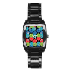 Vibrant Retro Pattern Stainless Steel Barrel Watch by DanaeStudio