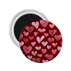 Watercolor Valentine s Day Hearts 2 25  Magnets by BubbSnugg