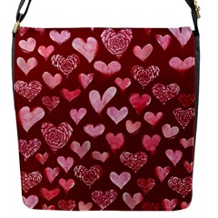 Watercolor Valentine s Day Hearts Flap Messenger Bag (s) by BubbSnugg