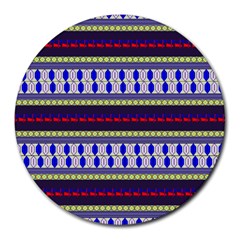 Colorful Retro Geometric Pattern Round Mousepads by DanaeStudio