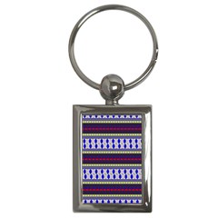 Colorful Retro Geometric Pattern Key Chains (rectangle)  by DanaeStudio