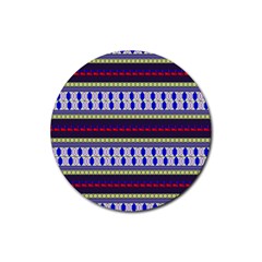 Colorful Retro Geometric Pattern Rubber Coaster (round)  by DanaeStudio