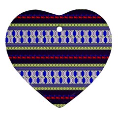 Colorful Retro Geometric Pattern Heart Ornament (2 Sides)