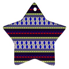 Colorful Retro Geometric Pattern Star Ornament (two Sides) 