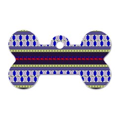 Colorful Retro Geometric Pattern Dog Tag Bone (one Side) by DanaeStudio