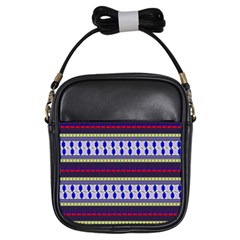 Colorful Retro Geometric Pattern Girls Sling Bags by DanaeStudio