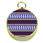 Colorful Retro Geometric Pattern Gold Compasses Front