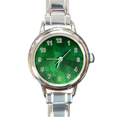 Ombre Green Abstract Forest Round Italian Charm Watch by DanaeStudio