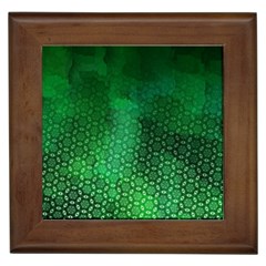 Ombre Green Abstract Forest Framed Tiles by DanaeStudio