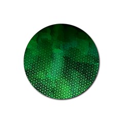 Ombre Green Abstract Forest Rubber Coaster (round)  by DanaeStudio