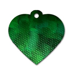 Ombre Green Abstract Forest Dog Tag Heart (two Sides) by DanaeStudio