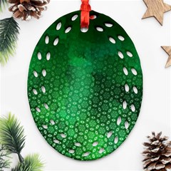 Ombre Green Abstract Forest Oval Filigree Ornament (2-side) 