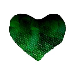 Ombre Green Abstract Forest Standard 16  Premium Flano Heart Shape Cushions