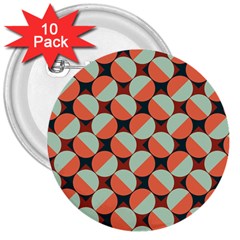 Modernist Geometric Tiles 3  Buttons (10 Pack)  by DanaeStudio