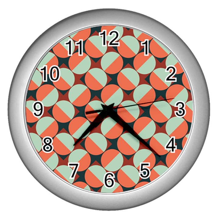 Modernist Geometric Tiles Wall Clocks (Silver) 