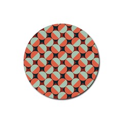 Modernist Geometric Tiles Rubber Coaster (round)  by DanaeStudio