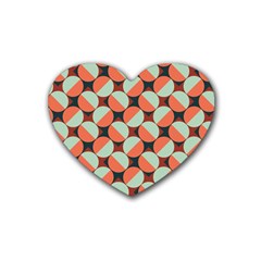 Modernist Geometric Tiles Rubber Coaster (heart)  by DanaeStudio