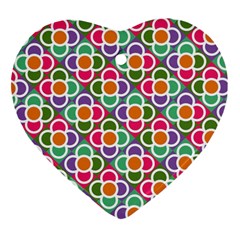 Modernist Floral Tiles Ornament (heart) 