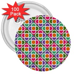 Modernist Floral Tiles 3  Buttons (100 Pack)  by DanaeStudio