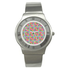 Modernist Floral Tiles Stainless Steel Watch by DanaeStudio