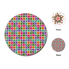 Modernist Floral Tiles Playing Cards (round) 