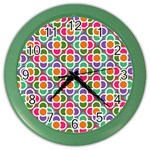 Modernist Floral Tiles Color Wall Clocks Front