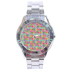 Modernist Floral Tiles Stainless Steel Analogue Watch by DanaeStudio