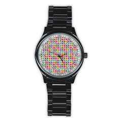 Modernist Floral Tiles Stainless Steel Round Watch by DanaeStudio