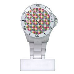 Modernist Floral Tiles Plastic Nurses Watch by DanaeStudio