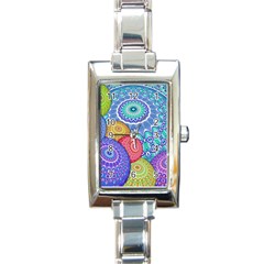 India Ornaments Mandala Balls Multicolored Rectangle Italian Charm Watch by EDDArt