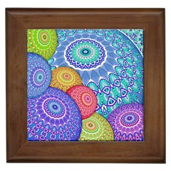 India Ornaments Mandala Balls Multicolored Framed Tiles