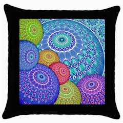 India Ornaments Mandala Balls Multicolored Throw Pillow Case (black) by EDDArt