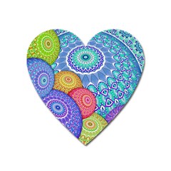 India Ornaments Mandala Balls Multicolored Heart Magnet by EDDArt