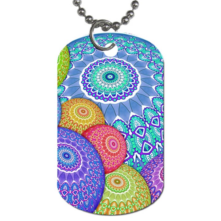 India Ornaments Mandala Balls Multicolored Dog Tag (One Side)