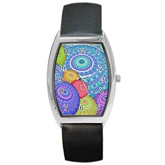 India Ornaments Mandala Balls Multicolored Barrel Style Metal Watch by EDDArt