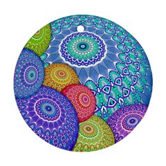 India Ornaments Mandala Balls Multicolored Round Ornament (two Sides)  by EDDArt