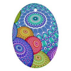 India Ornaments Mandala Balls Multicolored Oval Ornament (two Sides)