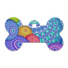 India Ornaments Mandala Balls Multicolored Dog Tag Bone (two Sides)