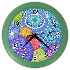 India Ornaments Mandala Balls Multicolored Color Wall Clocks