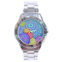 India Ornaments Mandala Balls Multicolored Stainless Steel Analogue Watch by EDDArt