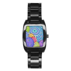 India Ornaments Mandala Balls Multicolored Stainless Steel Barrel Watch by EDDArt