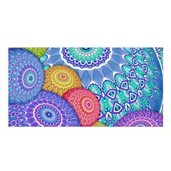 India Ornaments Mandala Balls Multicolored Satin Shawl by EDDArt