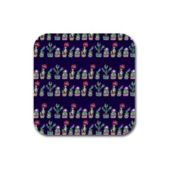 Cute Cactus Blossom Rubber Square Coaster (4 Pack)  by DanaeStudio