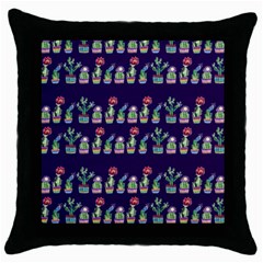 Cute Cactus Blossom Throw Pillow Case (black) by DanaeStudio